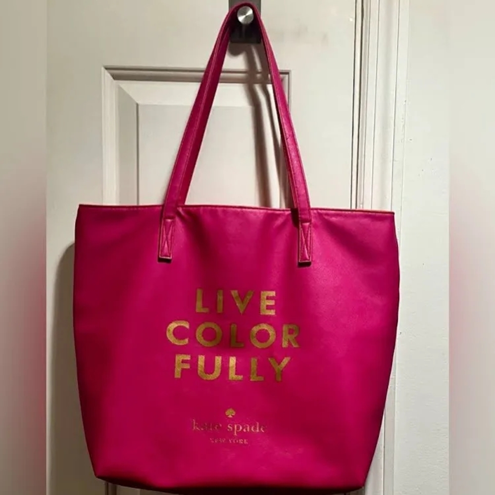 Kate Spade Pink Tote Bag with Gold Accents
